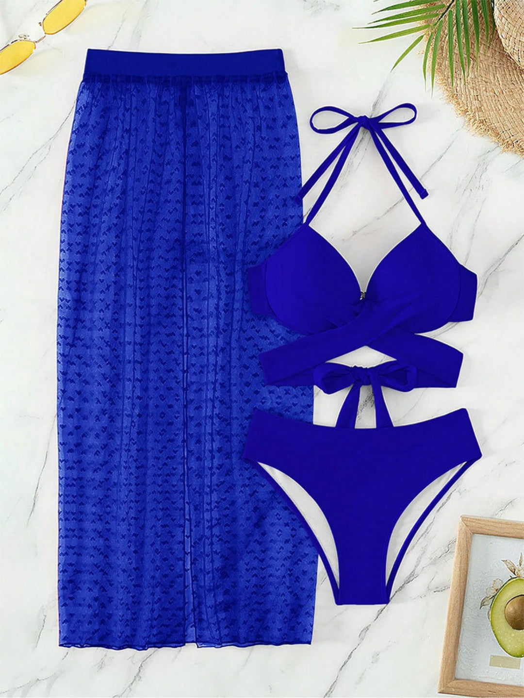 EB | Dreiteiliger Bikini mit Netzrock