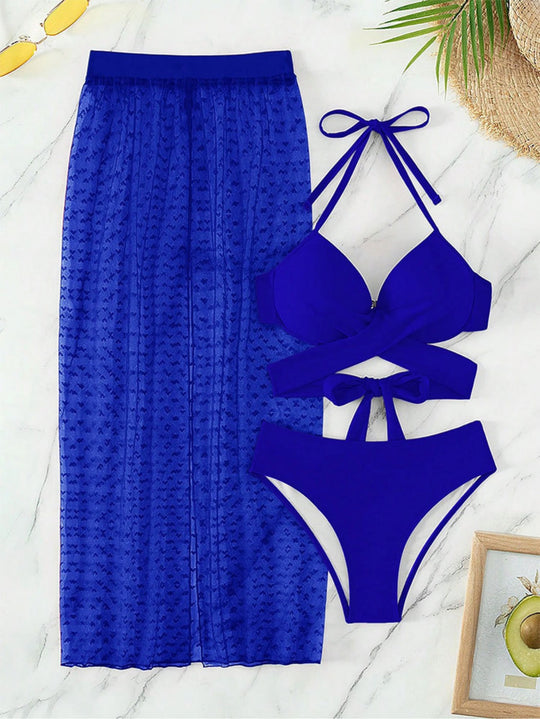 EB | Dreiteiliger Bikini mit Netzrock
