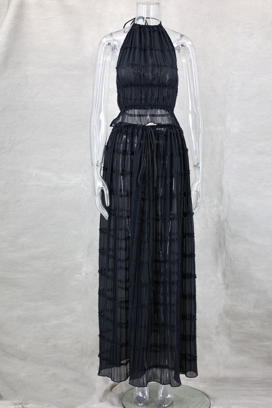 EB | Neckholder Spitzenweste langes Kleid Set