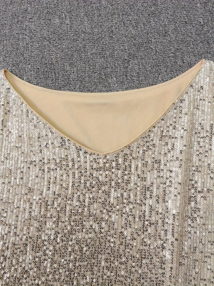 EB | Blote Schultern Pailletten Mini Kleid