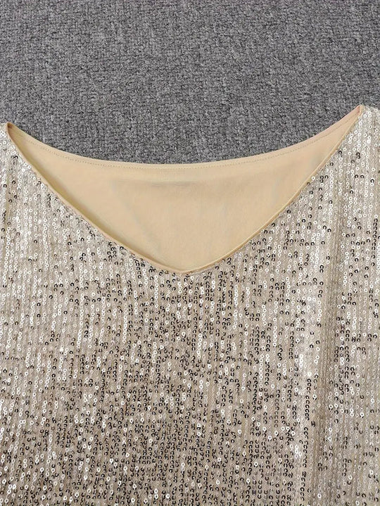 EB | Blote Schultern Pailletten Mini Kleid