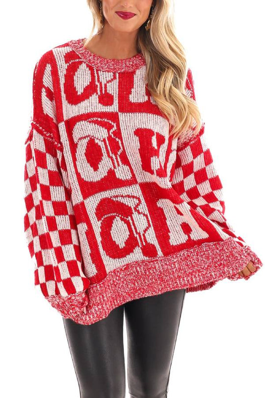 EB | Weihnachtsbriefe Rundhals Langarm Locker Gestrickter Pullover