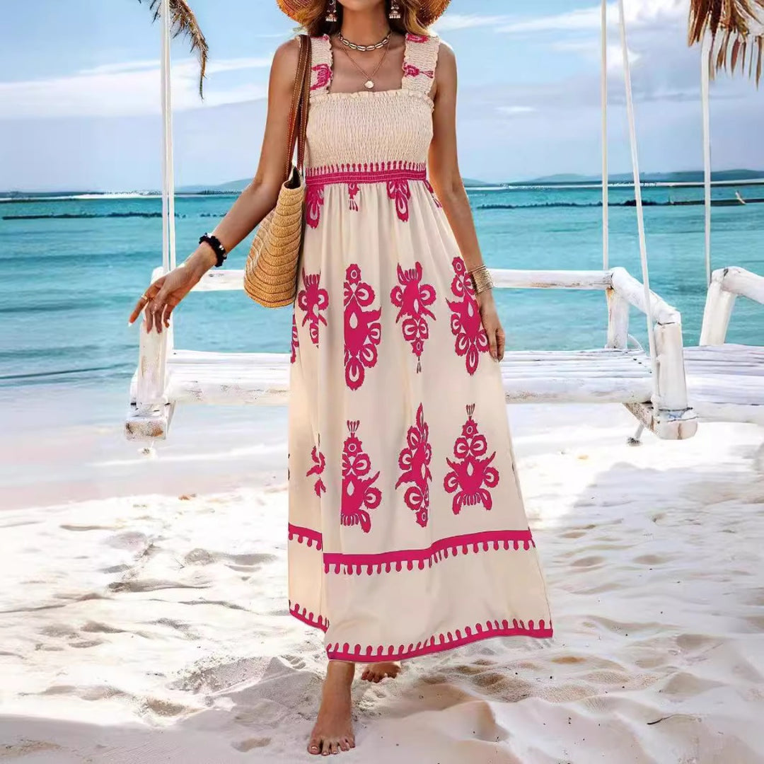 EB | Bedrucktes Brustwickelkleid im Urlaubsstil