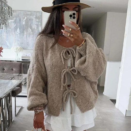 EB | Strickcardigan mit Schleifen Weich und Warm Trendy Look