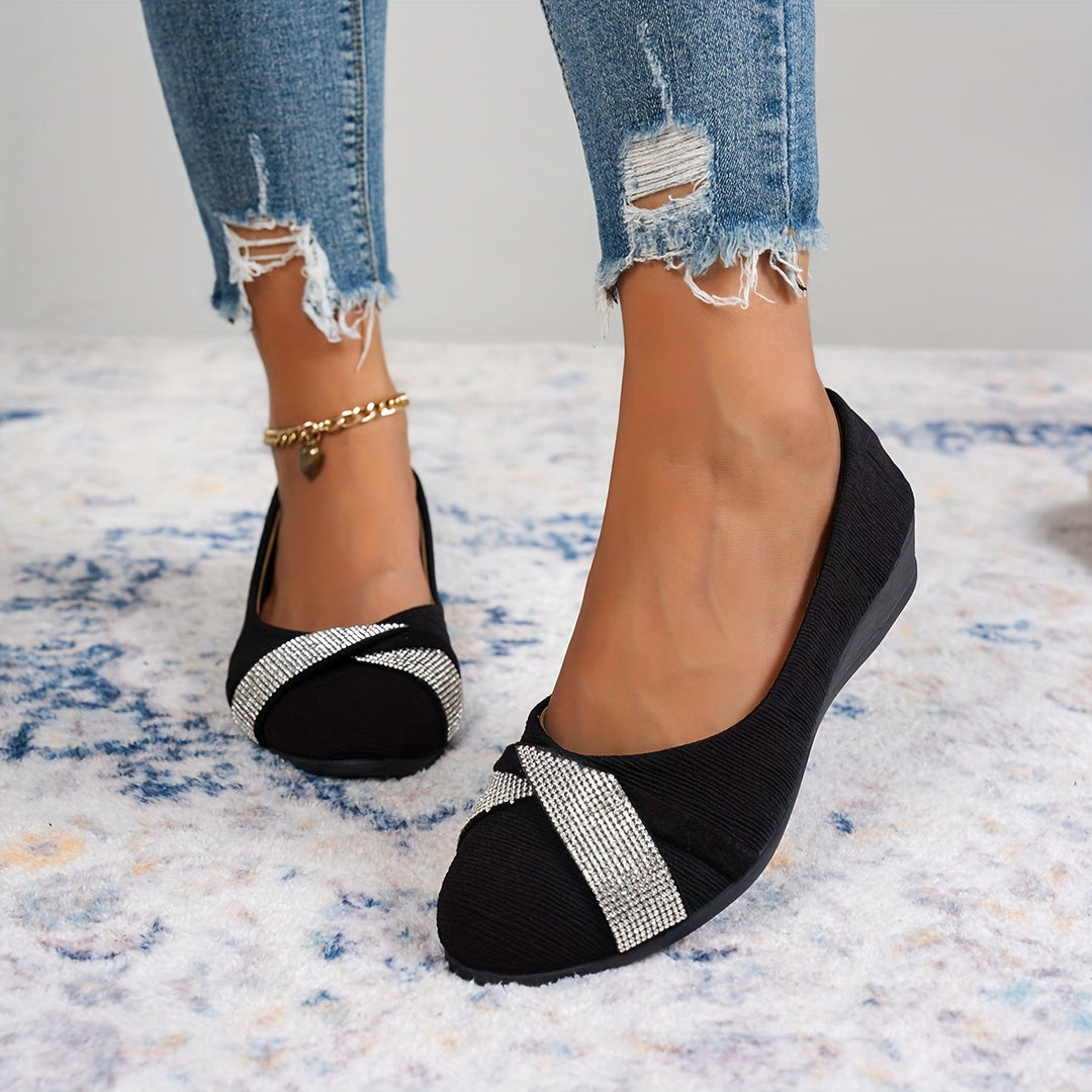 Elegante Kristall-Bogen-Keilabsatz-Sandalen EB EB