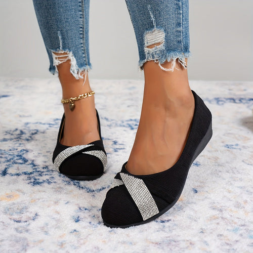 Elegante Kristall-Bogen-Keilabsatz-Sandalen EB EB