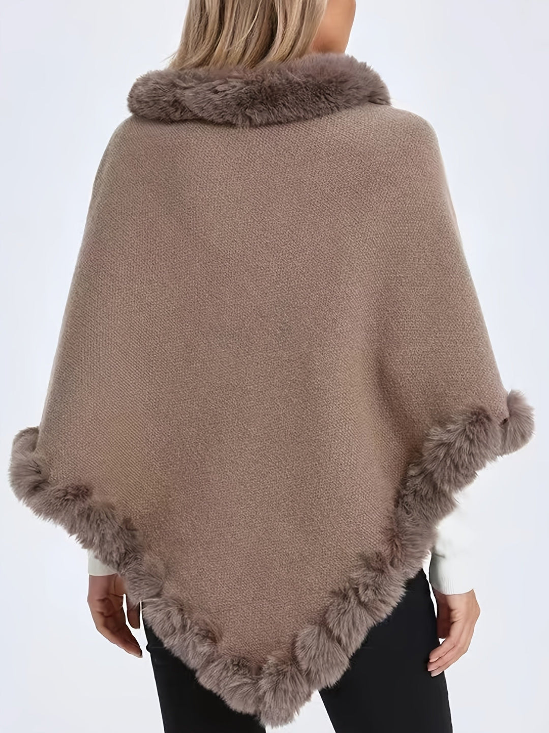 EB | Poncho mit Pelzdetails Acrylmix Elegante Struktur