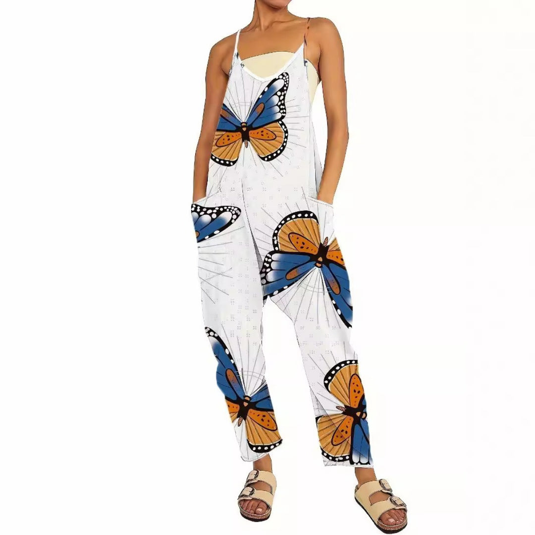 EB | Bedruckter lässiger ärmelloser lockerer Jumpsuit für Frauen