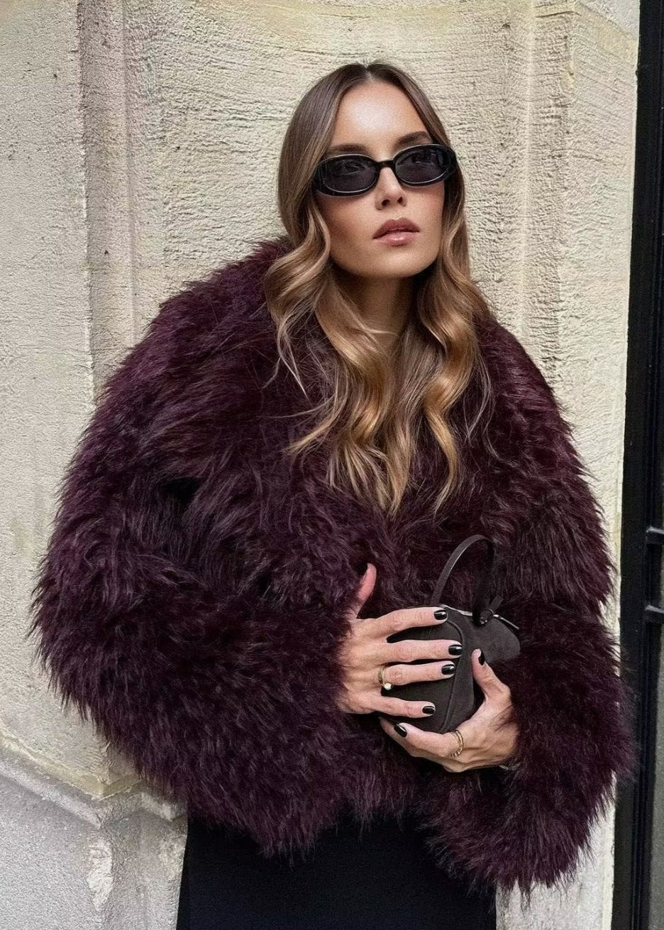 EB | Kunstpelz Winterjacke in Burgunder