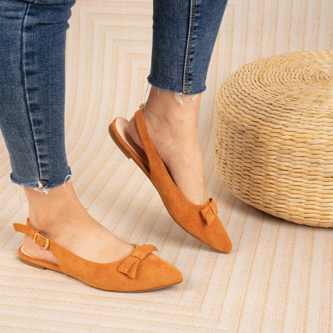 EB | Flache Slingback Sandalen mit Schleife
