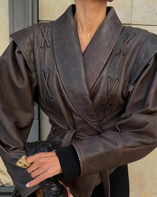 EB | Lederjacke mit langen Ärmeln