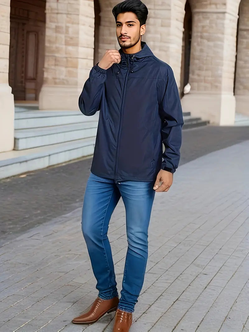 EB | Herren Stilvolle Kapuzen-Windjacke - Wasserdichtes Design