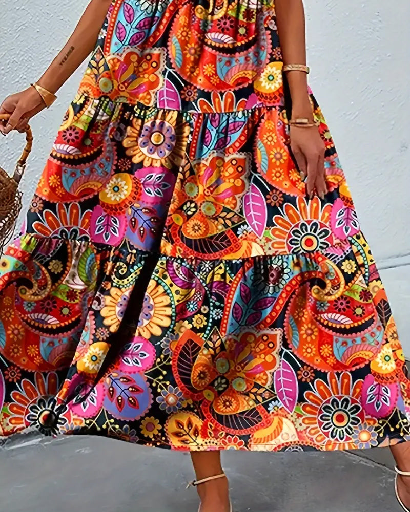 EB | Ärmelloses, Lockeres, Langes Kleid mit Print