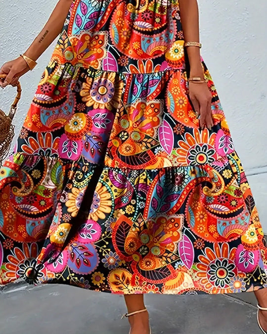 EB | Ärmelloses, Lockeres, Langes Kleid mit Print