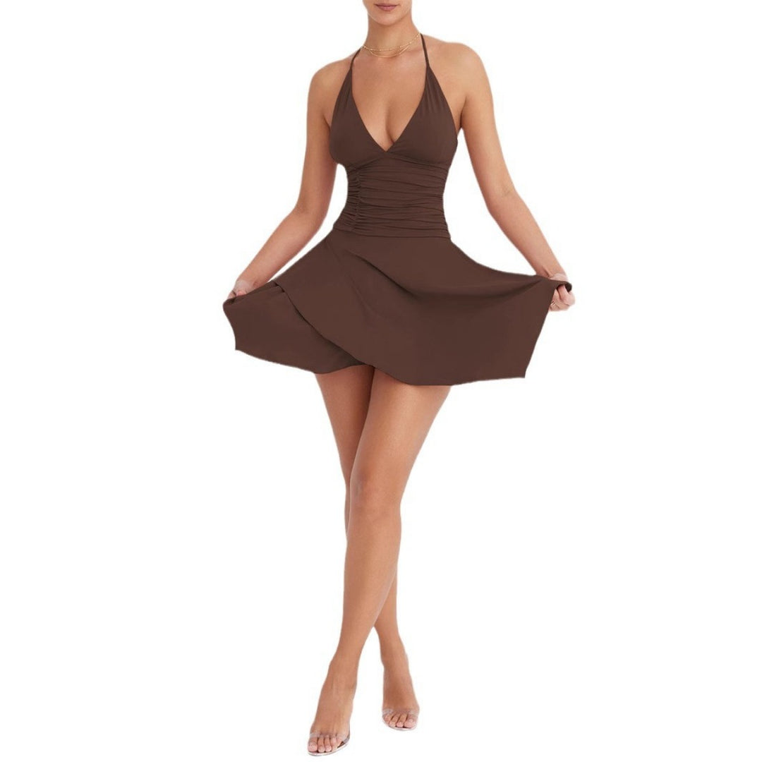 EB | Kleid mit tiefem V-Ausschnitt und Neckholder-Trägern
