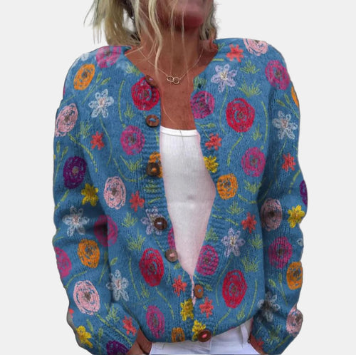 EB | Blauer Blumenmuster Cardigan
