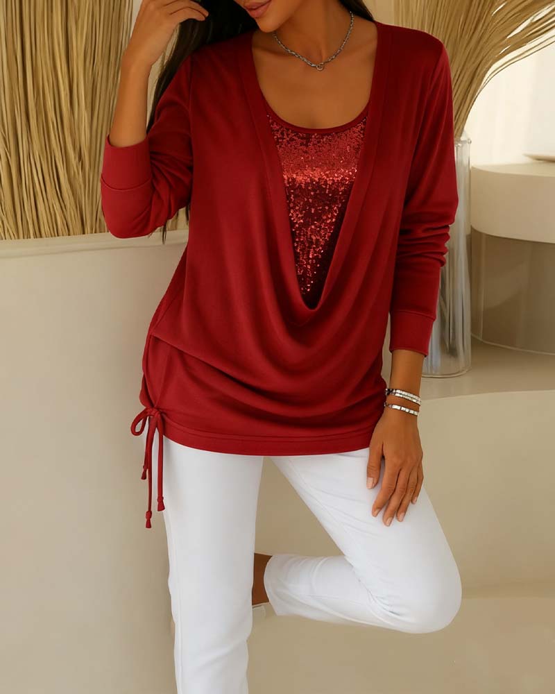 EB | Top mit Kontrastfarben Im Zwei In Eins Look