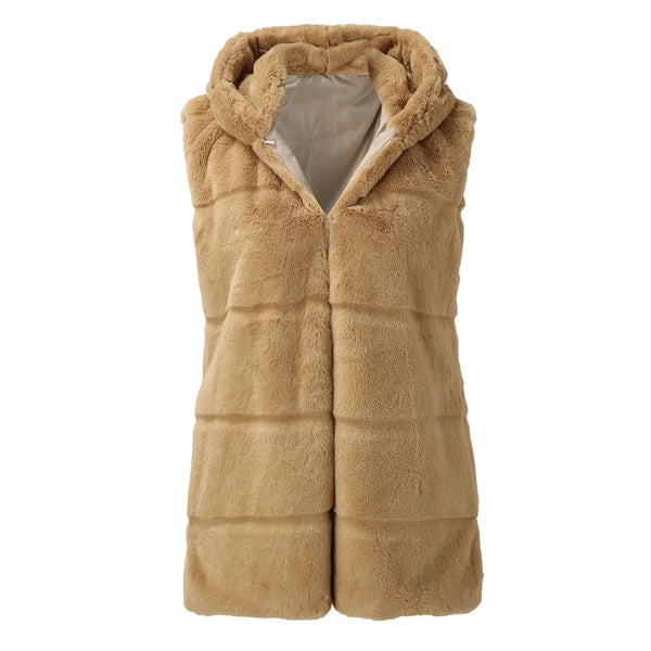 EB | Weiche Faux-fur-weste mit Kapuze Warm und Stilvoll Perfekt für Layering