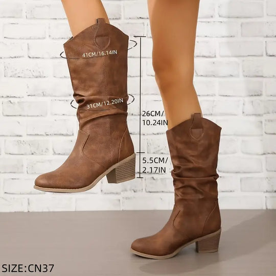 EB | High Heel Maillard V-Mund Skinny Boots