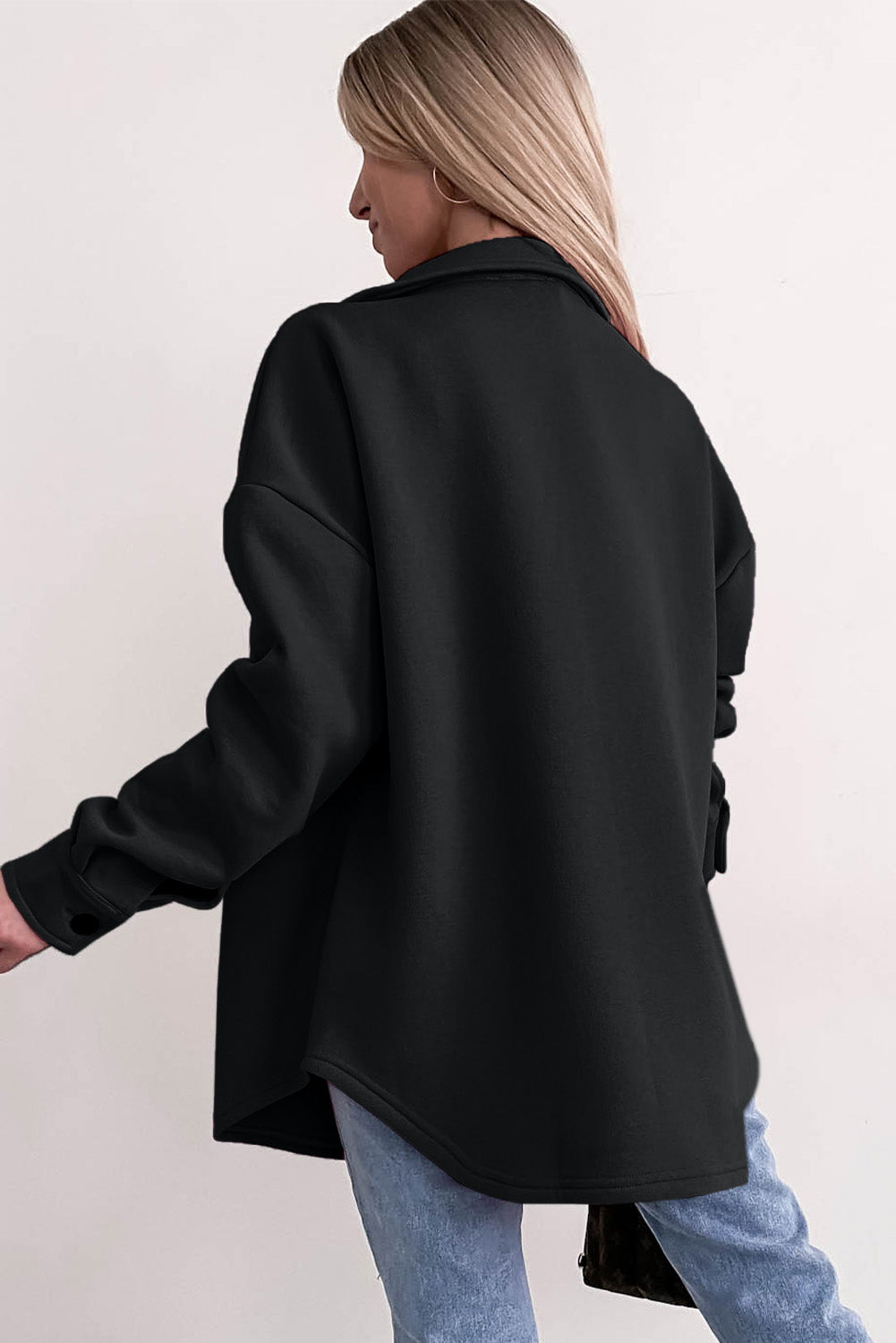 EB | Oversized Hemdbluse mit Großen Taschen Polyester Minimalistisch und Stilvoll