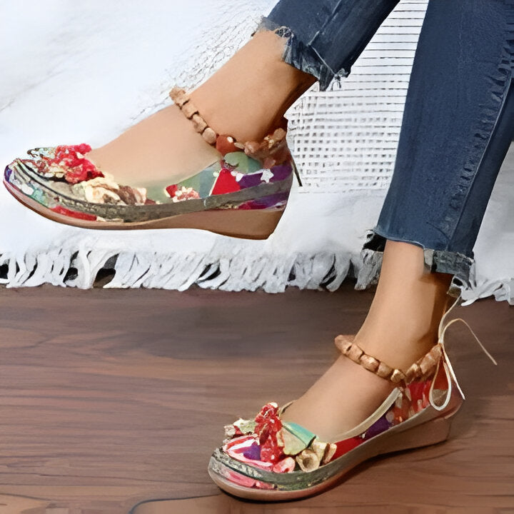 Jasmine | Flache Schuhe mit Blumenmuster für Frauen EB