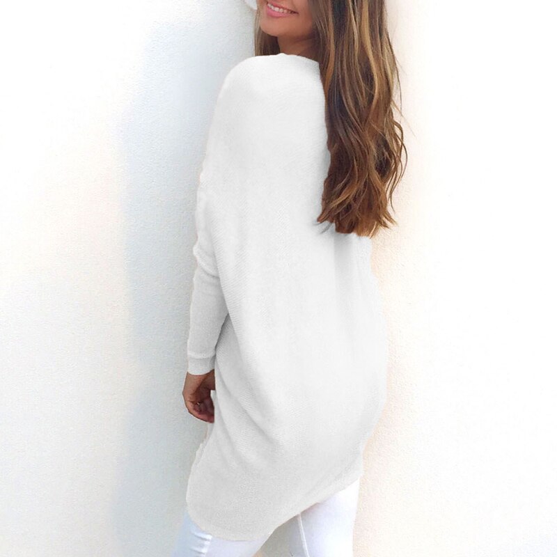 EB - Sweater |Eleganter langer Pullover mit V-Ausschnitt für Damen