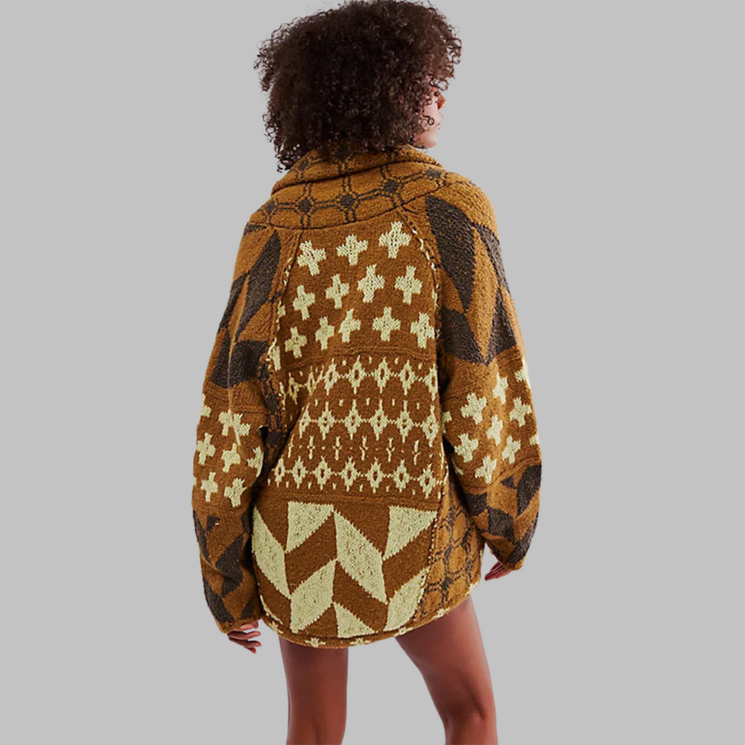 EB | Gemütliche Softjacke mit Modernen Geometrischen Mustern