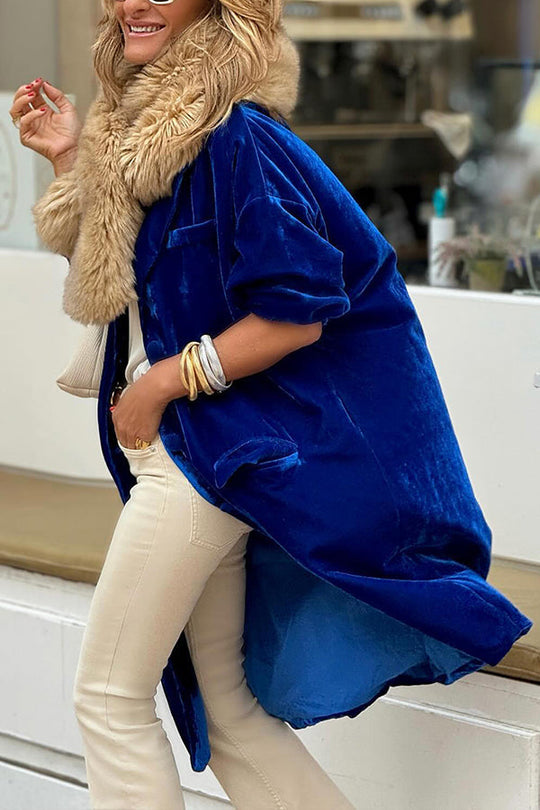EB | gold velvet Trenchcoat lange Rock Jacke