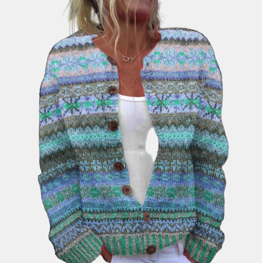 EB | Gedruckte Blaue Strickjacke