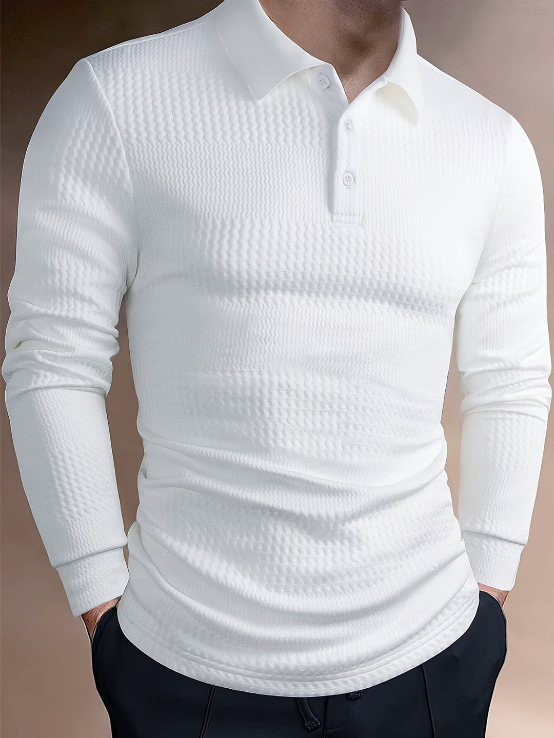 EB | Elegante Langärmelige Polo Texturiertes Design Stilvoll und Komfortabel