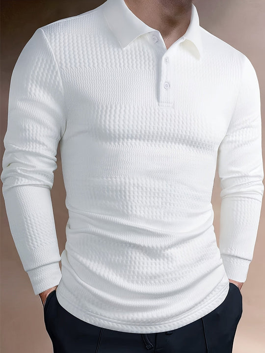 EB | Elegante Langärmelige Polo Texturiertes Design Stilvoll und Komfortabel