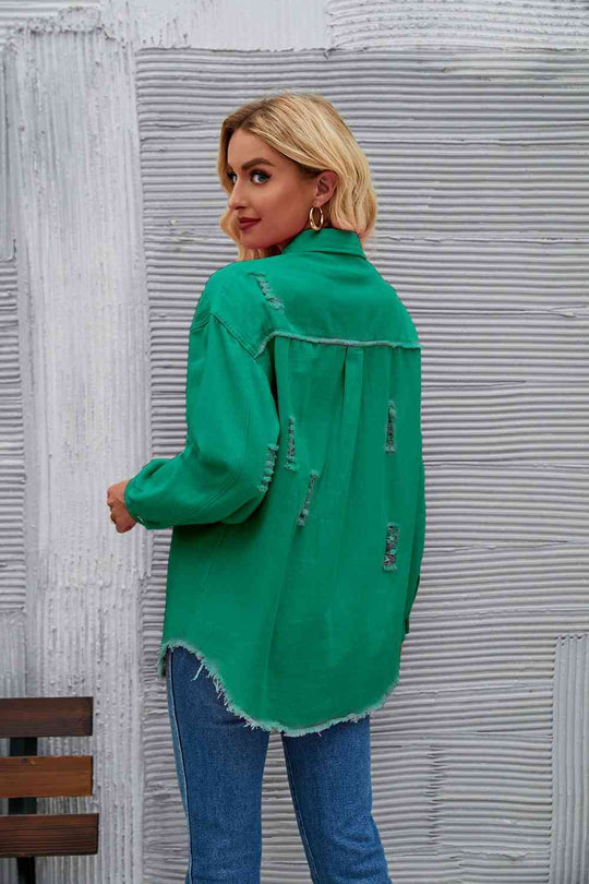 EB | Zerrissene Rohsaum-Denimjacke
