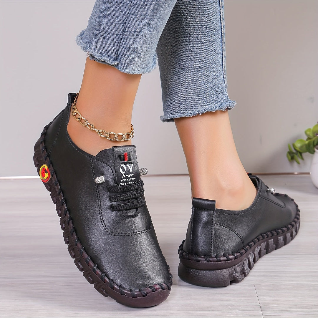 EB | Bequeme Lederschuhe mit Runder Spitze