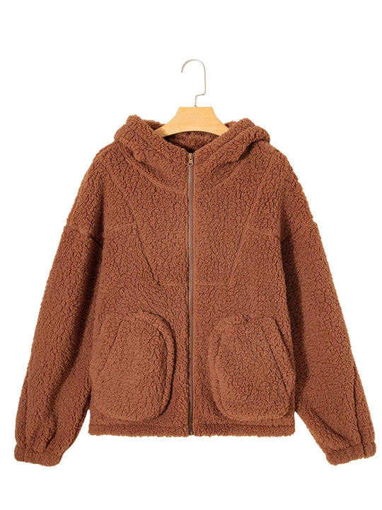EB | Damen Relaxed Fit Zip Up Teddyjacke