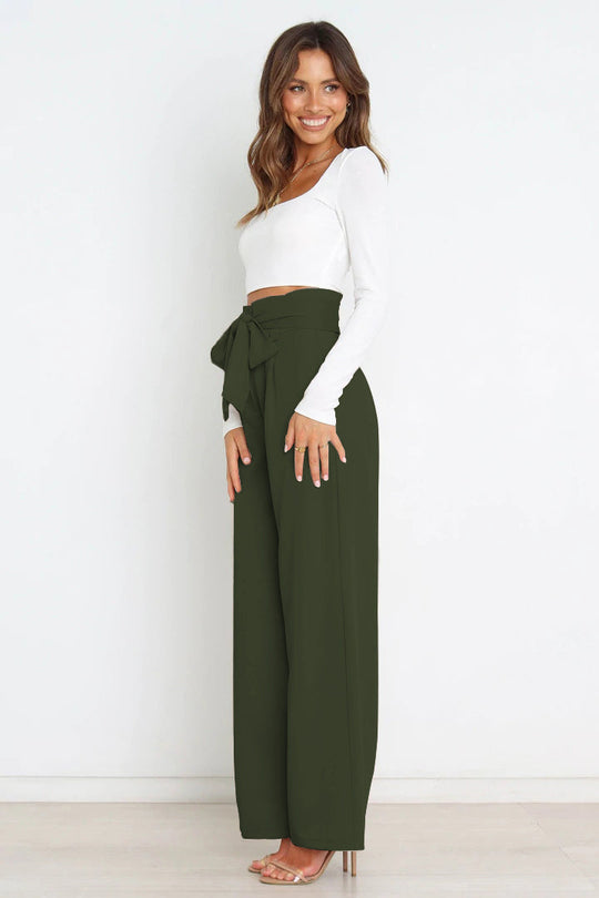 EB | Hohe Taille Paperbag Hose mit Schleifendetail