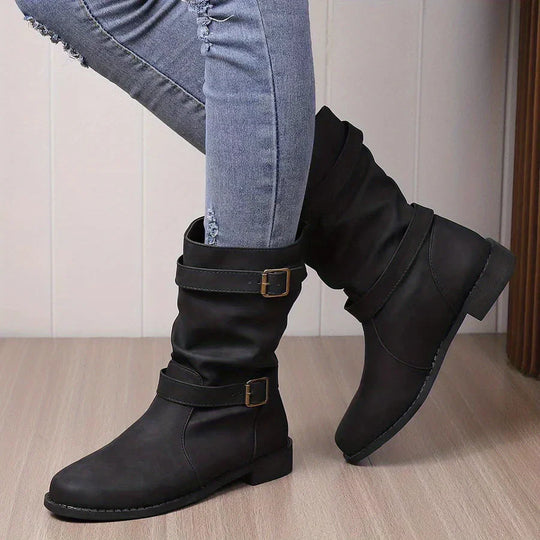 EB | Vintage Schnalle Strap Western Ankle Boots für Frauen