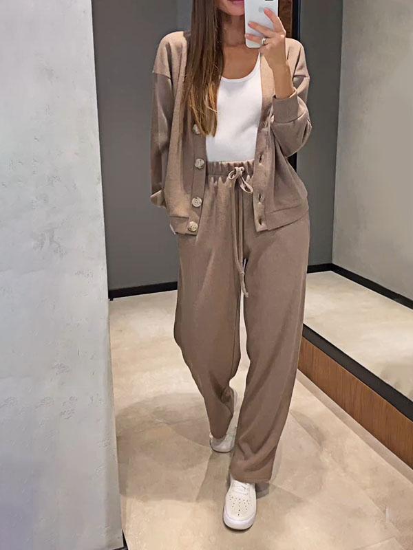 EB | lässiges V-Ausschnitt Pullover- und Hose-Set