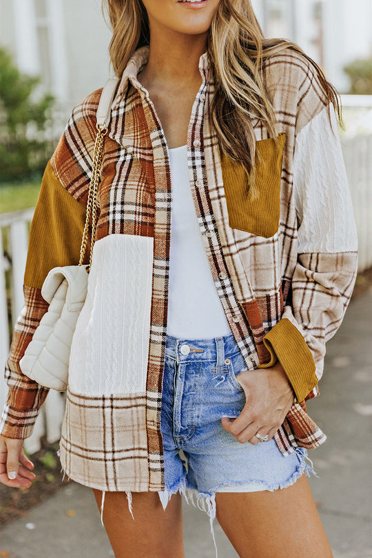 EB | Gitterhemde mit Patchwork-details Baumwollmischung Perfekt für Layering