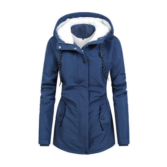 EB | Damen Fleecejacke mit Kapuze und Kordelzug