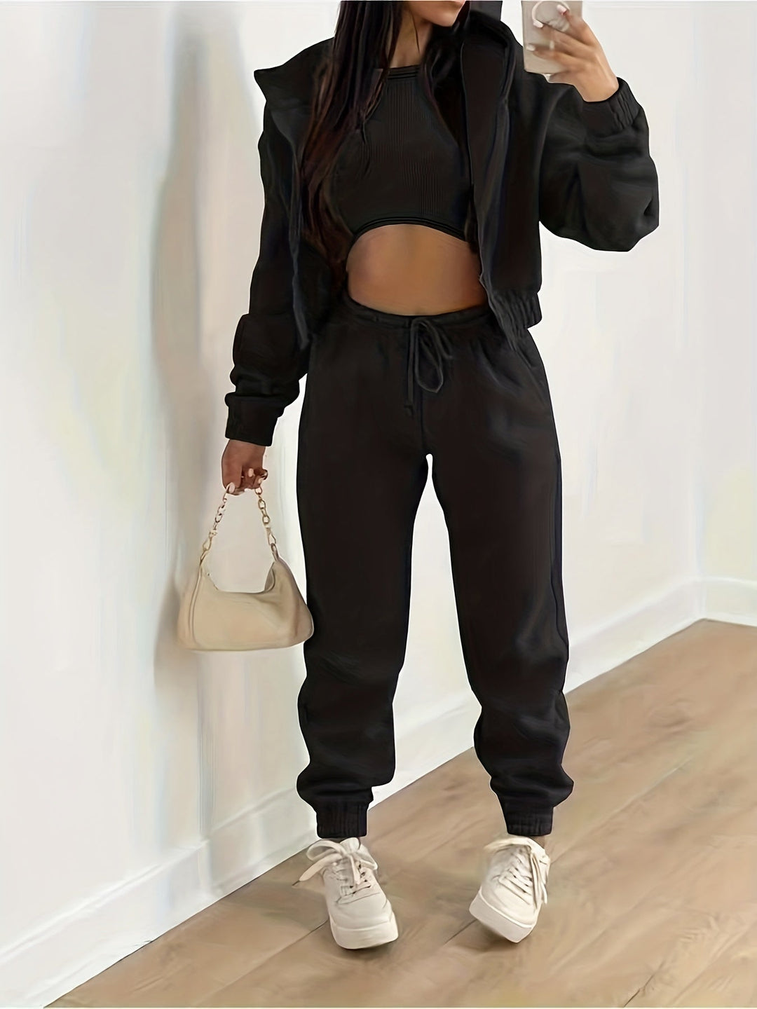 EB | Kapuzenjacke & Tanktop & Jogginghose Drei Teilige Satz Outfits