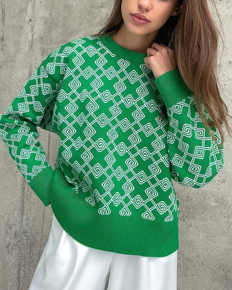 EB | Muster Strickpullover Weich und Trendy Statement-look