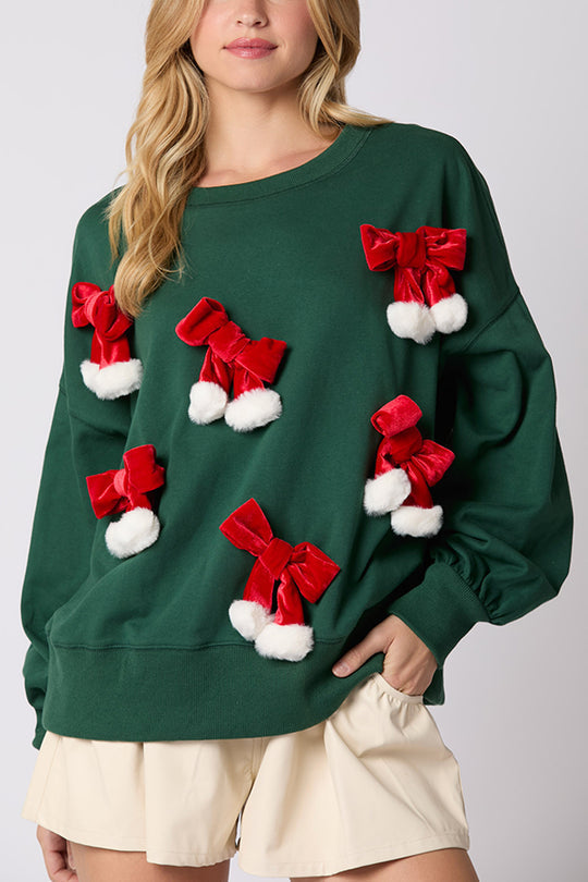 EB | Weihnachts Schleife Verziert Lässiges Langärmeliges Sweatshirt
