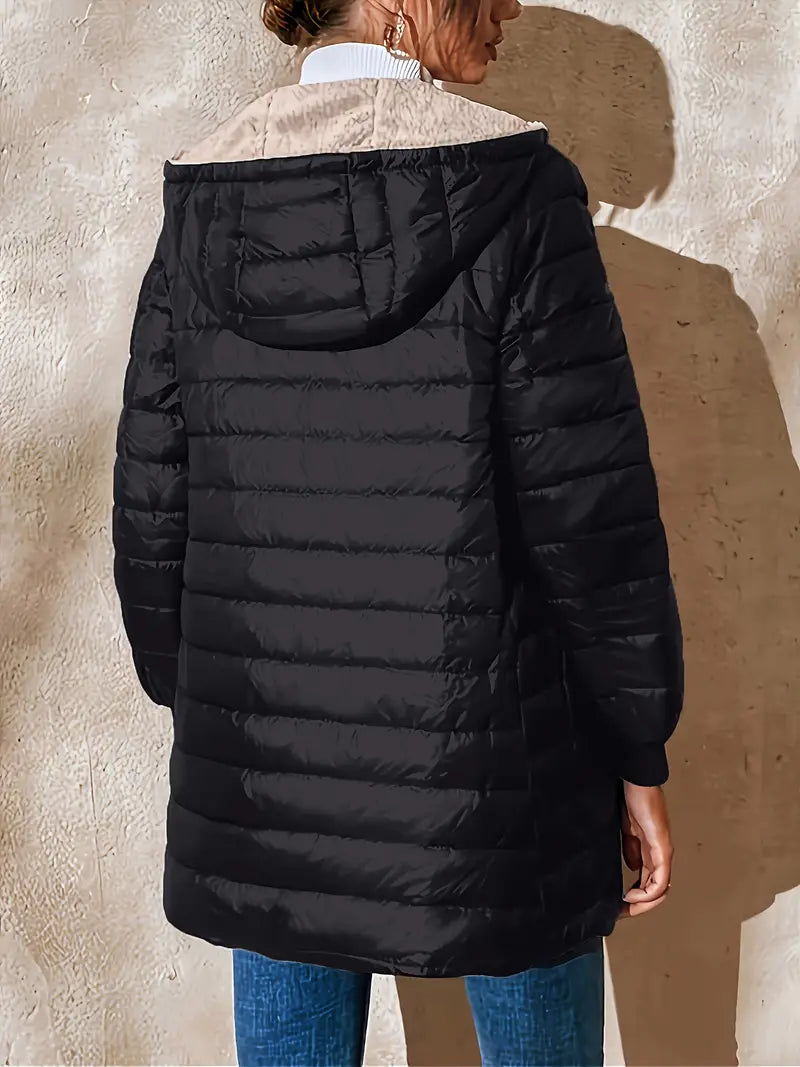 EB | Mittellange Kapuzen Steppjacke