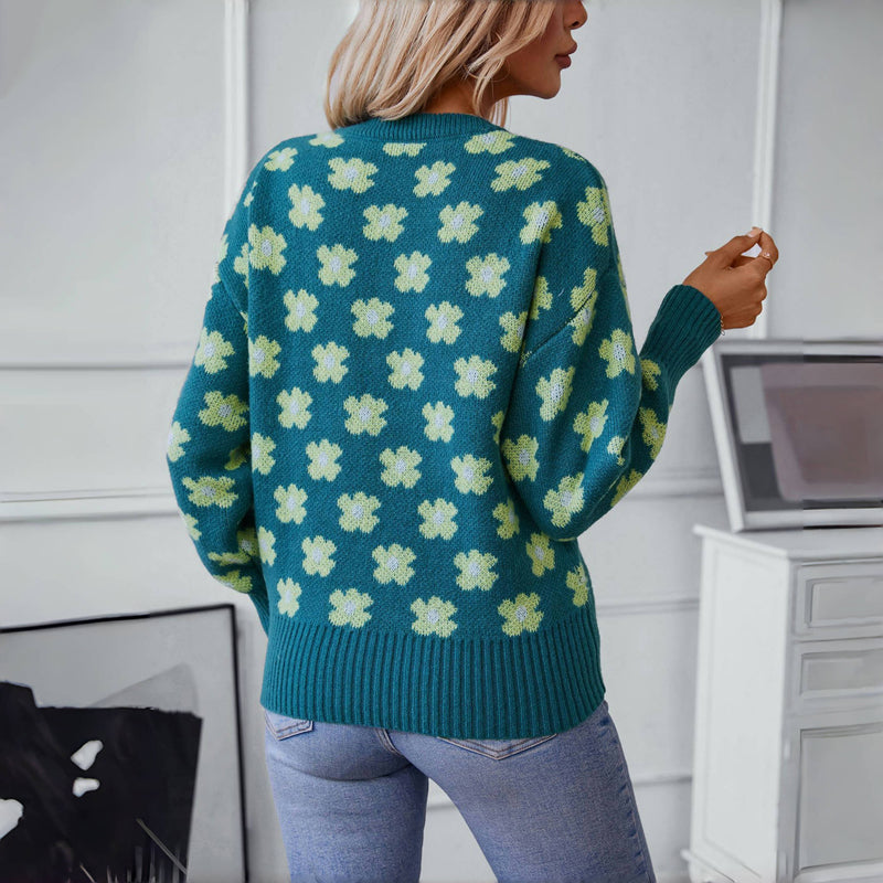 EB | Strickpullover mit Blumenmuster