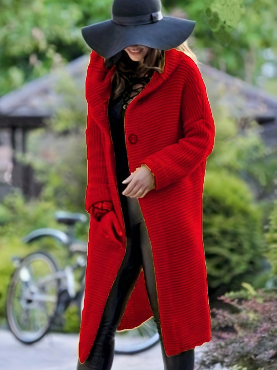 EB | Damen Freizeit Strickjacke Mit Kapuze Und Langen Ärmeln