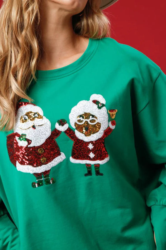 EB | Weihnachtsmann Pailletten Lässig Lockere Lange Ärmel Sweatshirt
