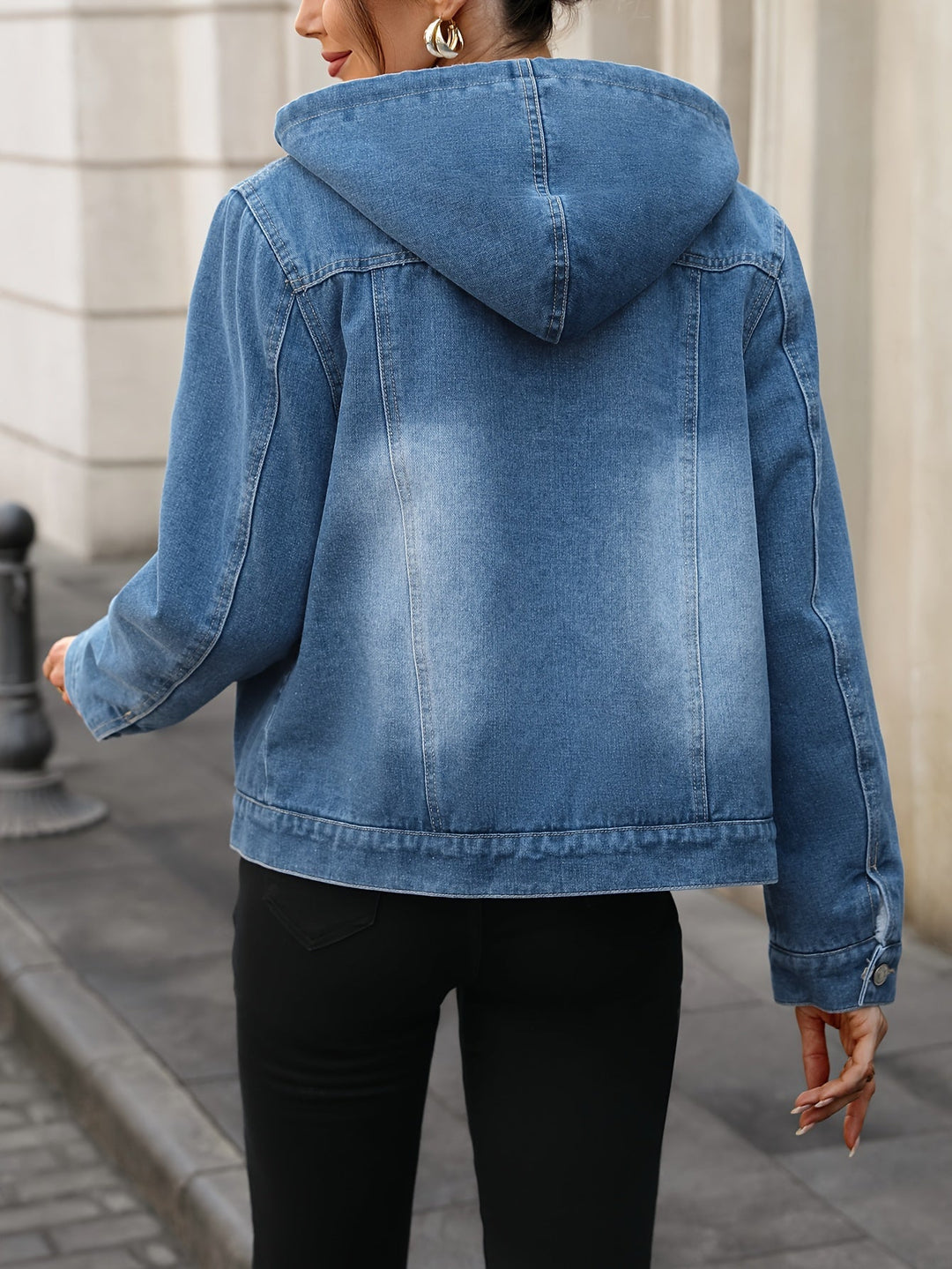 EB | Denimjacke mit Sherpa-futter und Kapuze Baumwolle/polyester Warm und Modern