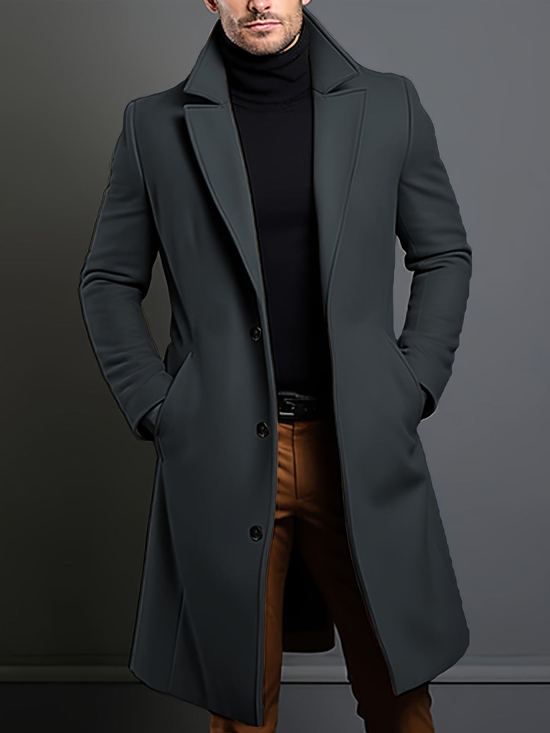 EB | Elegante Lange Jacke Polyester und Wolle Klassisch und Warm