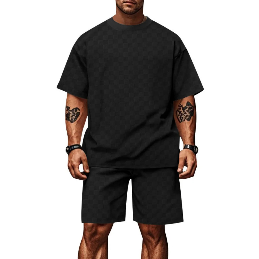 EB | Schachbrettmuster Kurzarm-Shorts-Set