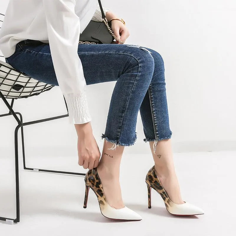 EB | Leopard Print Lace High Heels For Women